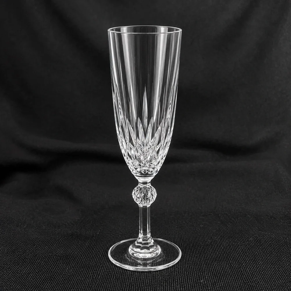 2 Royal Crystal Rock Linea Gala Champagne Flutes Lead Crystal Italy 7.75in